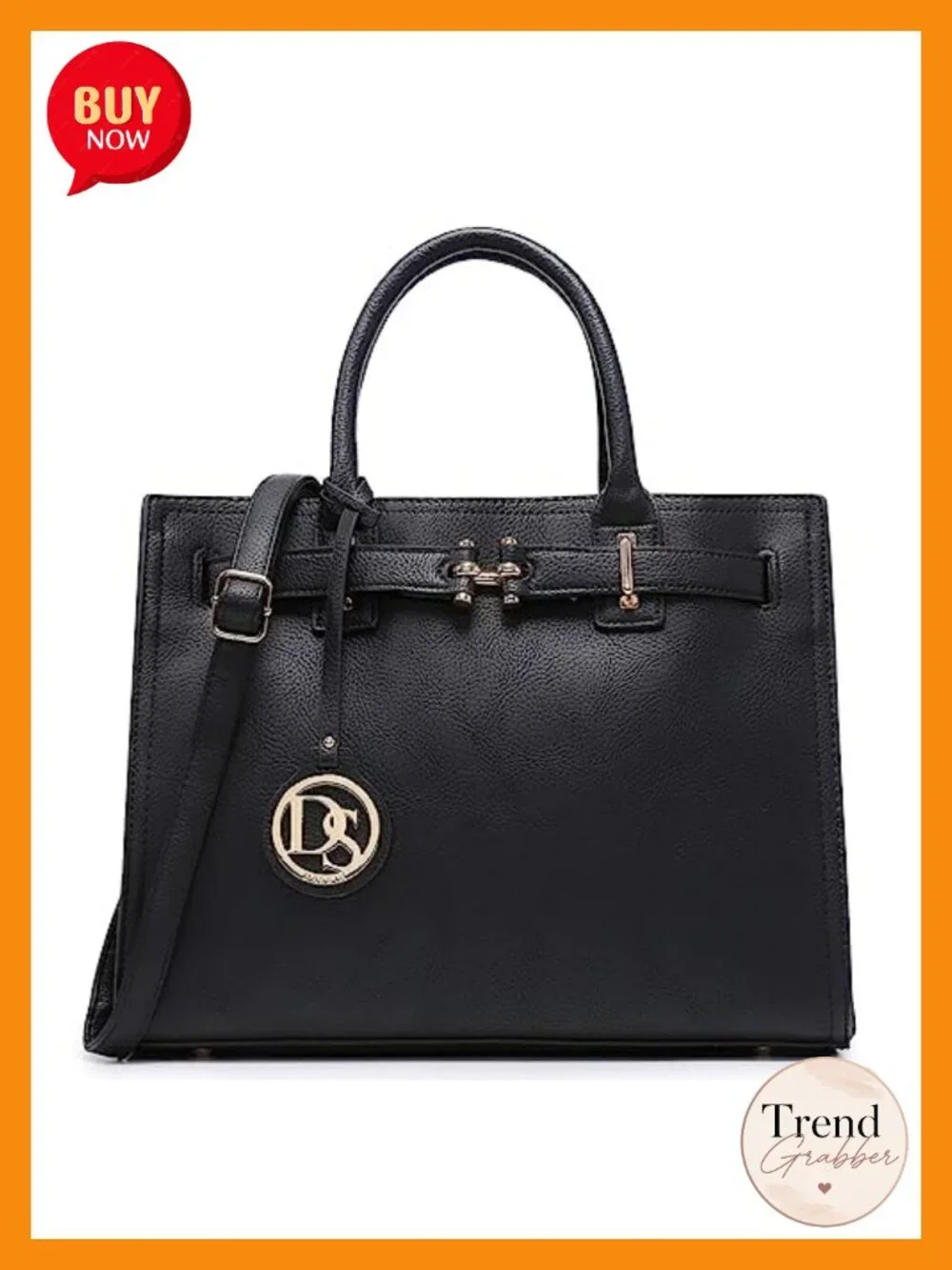 Structured Satchel Tote Work Handbag Faux Leather Crossbody Shoulder Bag
